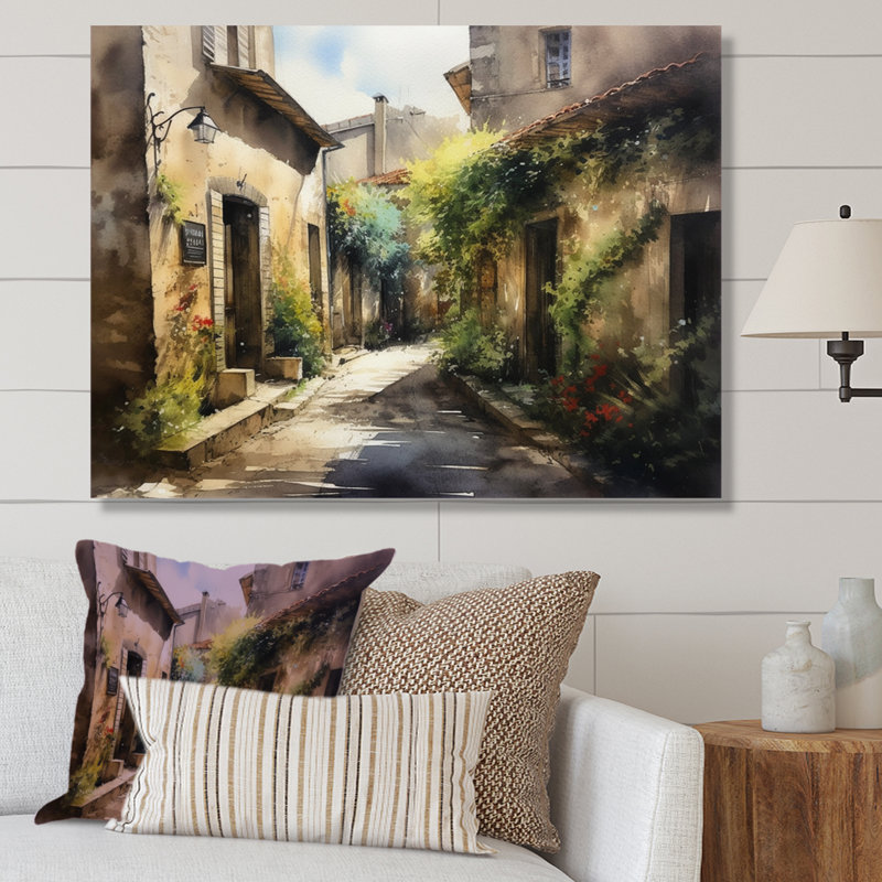 Ribana Mediterranean Village Street II sur impression sur toile, H 34 po x l 44 po x P 1,5 po, Toile tendue