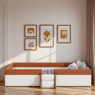 Upholstered Daybed Frame With Fence And Stairs