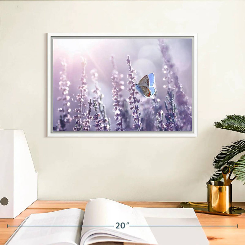 Lavande, Cadre flottant blanc, 13 po x 9 po