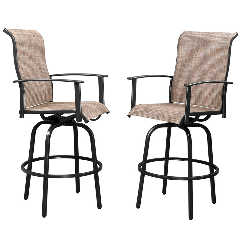 Tabouret de bar pivotant 2 pièces, Noir, noir, noir, noir