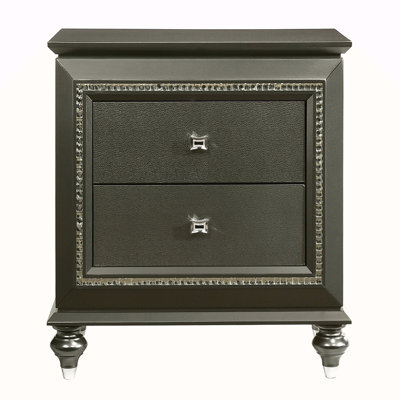 Metallic Nightstand With 2 Drawers