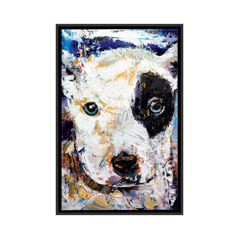 « pit bull chiot », reproduction d’art sur toile, H 26 po x l 18 po x P 1,5 po, Toile avec cadre noir, Pas de tapis