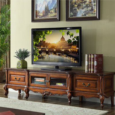 62.99" Vintage Solid Wood TV Stand