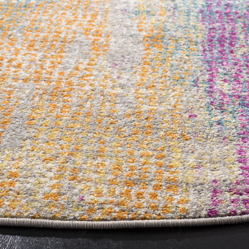 Felty Abstract Blue/Fuchsia Area Rug, Rectangle 8' x 10'