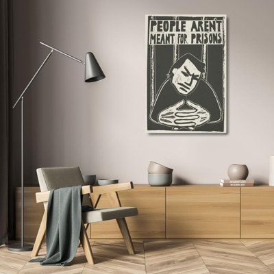 "Les gens ne sont pas faits pour les prisons" par Rachael Romero - Art mural sur toile tendue avec châssis