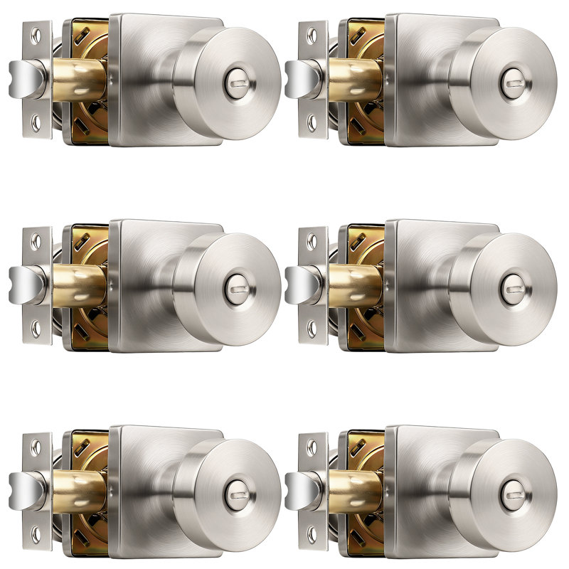 Probrico Square Panel Door Knob, Brushed Nickel, Privacy (Bed & Bath)