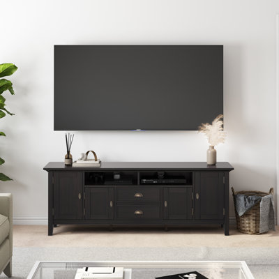 Redmond 72"W Solid Wood Transitional TV Stand for TVs up to 80" with 2 Cabinets, 2 Drawers, and Open Shelves