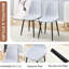 Chaise de salle à manger quatre pièces en lin gris, tissu rond et respirant, chaises faciles à assembler, siège intégré et pieds en métal noir, pour un entretien facile