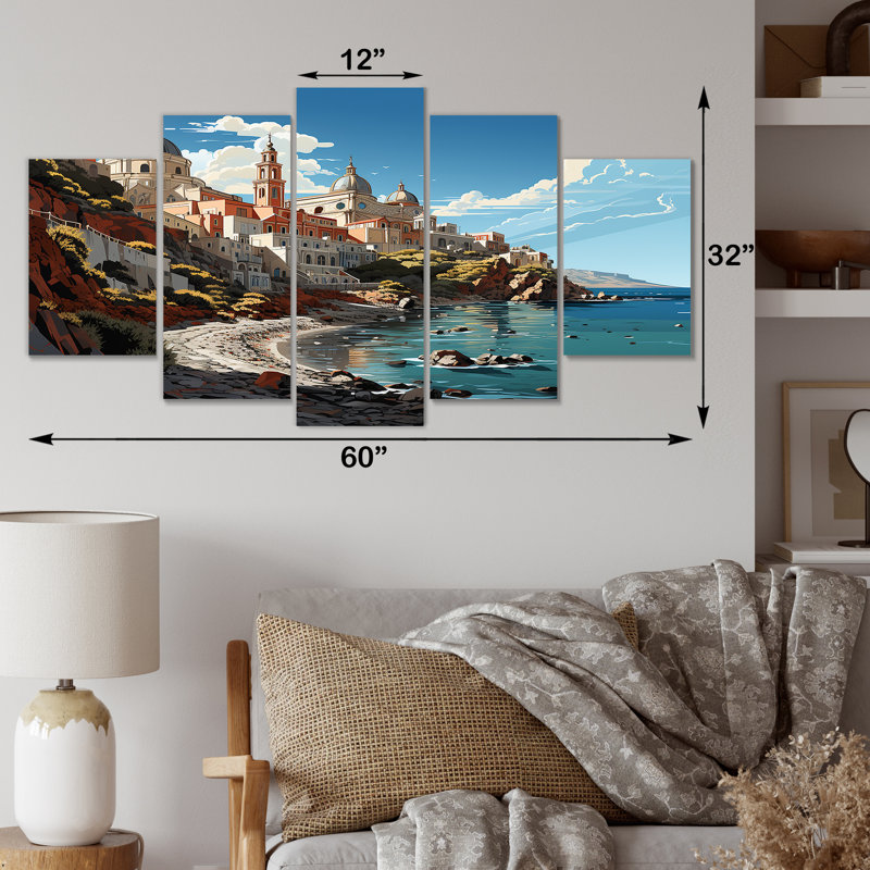  «Italian Coastal Village II - Landscape Italy Multipanel Wall Art