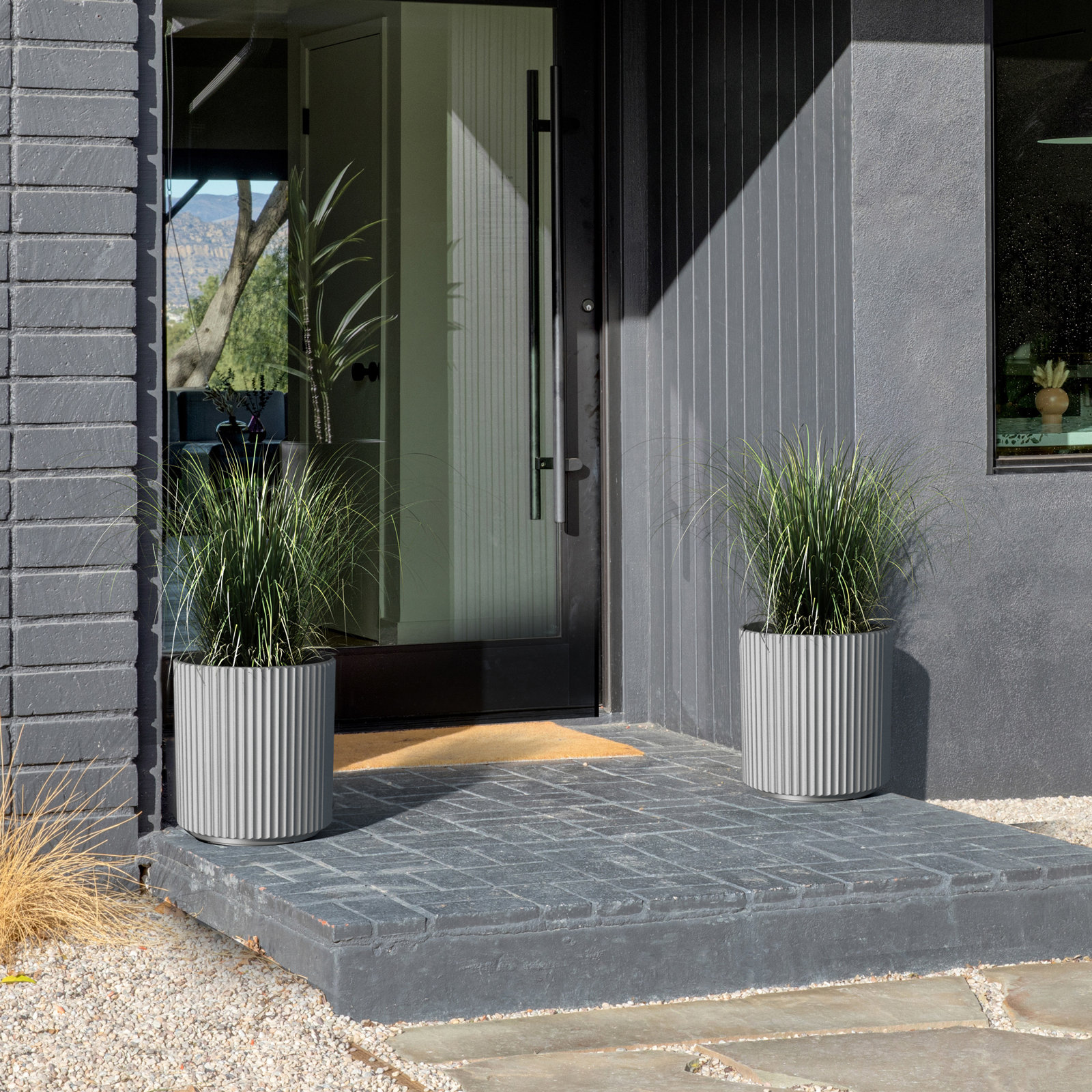 Demi Series 19" Pot Planter, 2, Gray, 16" H x 14.75" W x 14.75" D