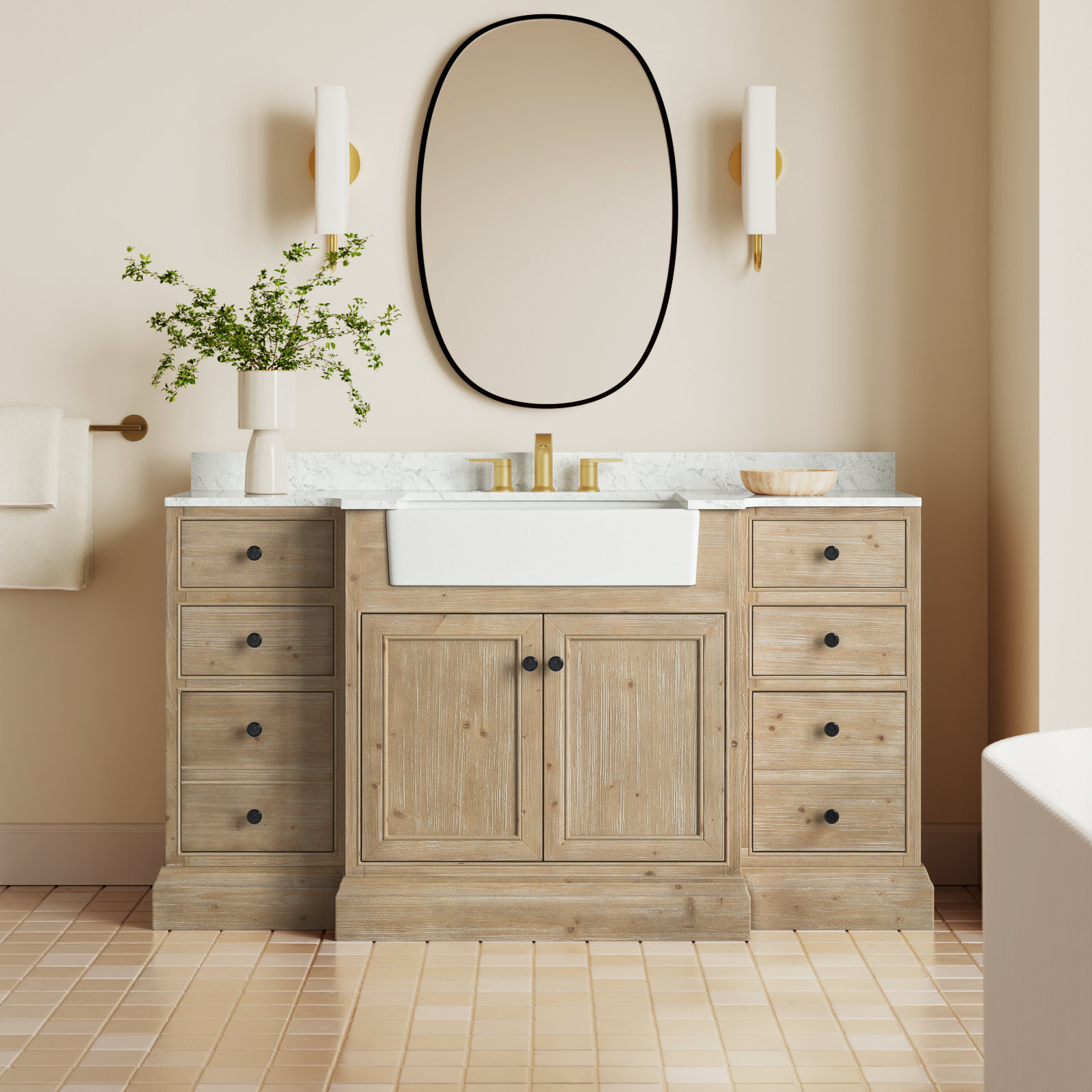 Claire 60'' Single Bathroom Vanity, Carrara Marble