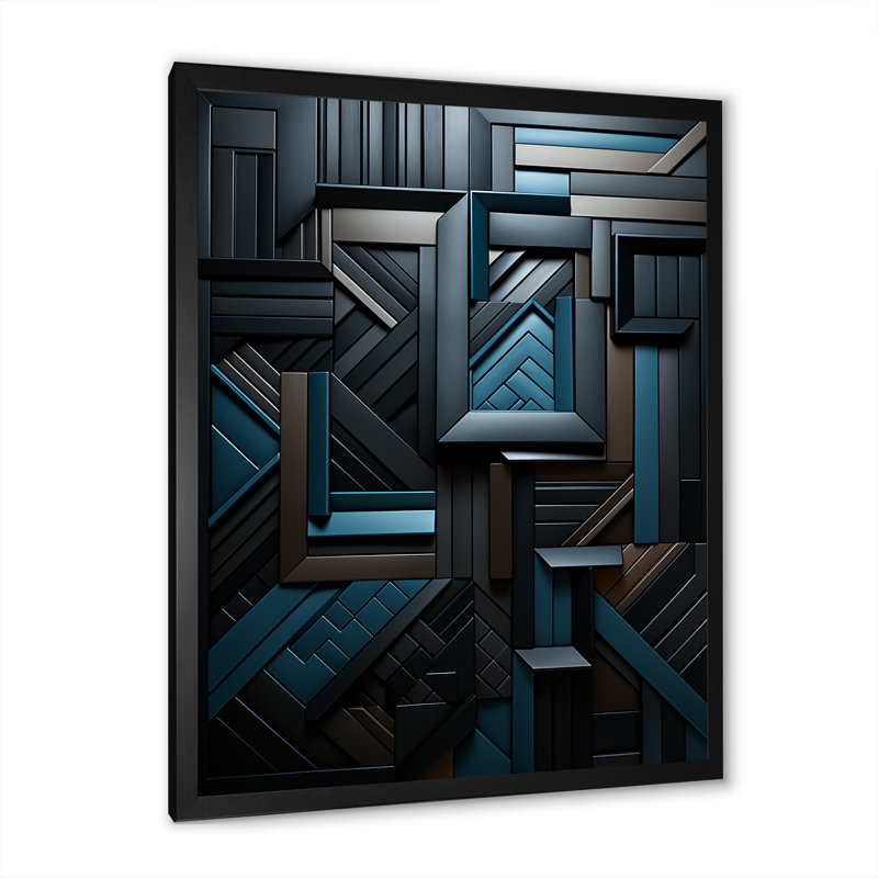 Onyx Opulence - art abstrait sur toile, Cadre simple noir, H 44 po x l 34 po x P 1,5 po