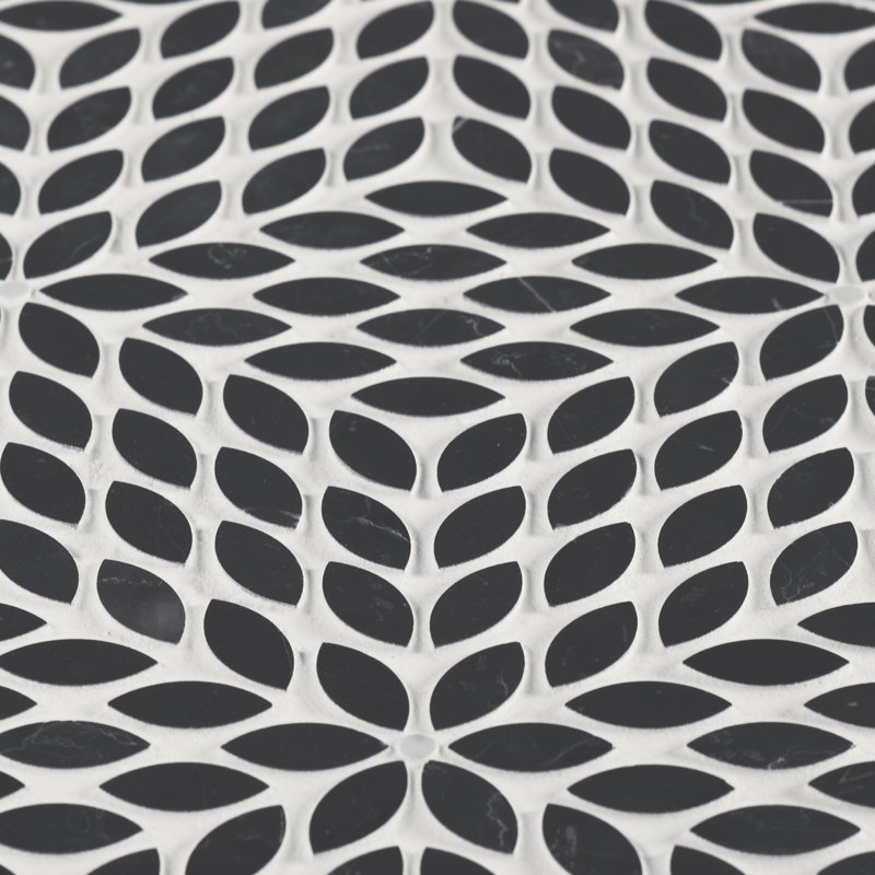 Carreau de mosaïque en marbre Celeste, Nero Marquina / Calacatta Losanna