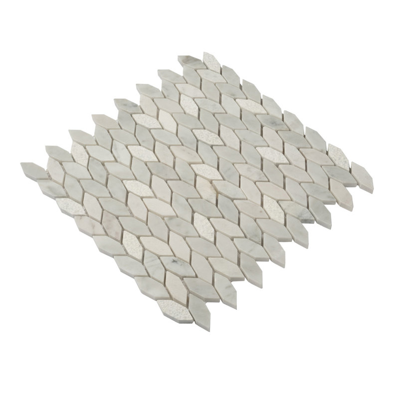 11.8 x 12 Wooden Marble Novelty Mosaic Tile, White/Gray