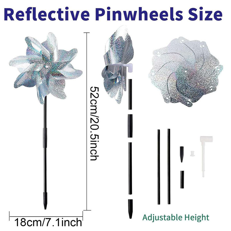 Paquet de 5 épingles à rouille anti-éblouissantes pour oiseaux - Sparkly Holographic Spinners Spinners