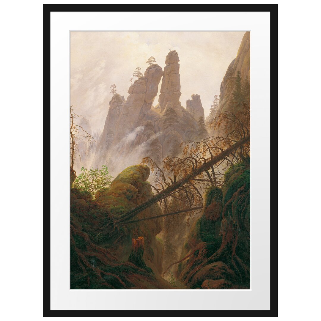 Gerahmter Kunstdruck Rocky Landscape in the Elbe Sandstone von Caspar David Friedrich