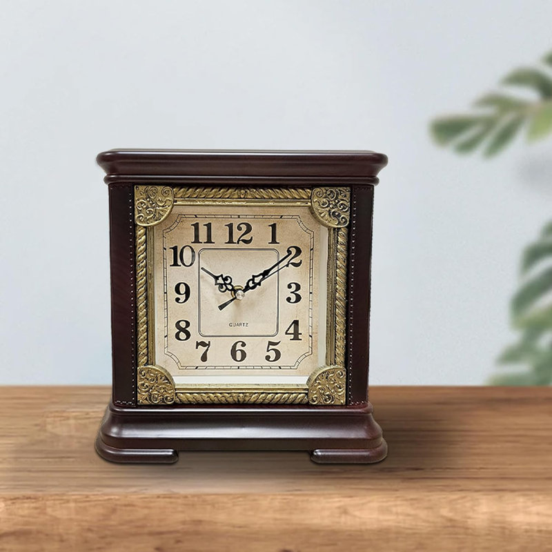 Petros Analogue Electric Tabletop Clock, Dark Brown