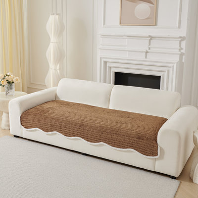 Housse spéciale avec bordure élégante en fausse fourrure - Lavable, Housse antidérapante pour canapé et meuble pour animaux de compagnie