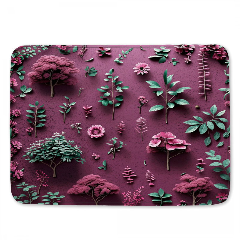 Tapis de bain floral, L 24 po x L 17 po
