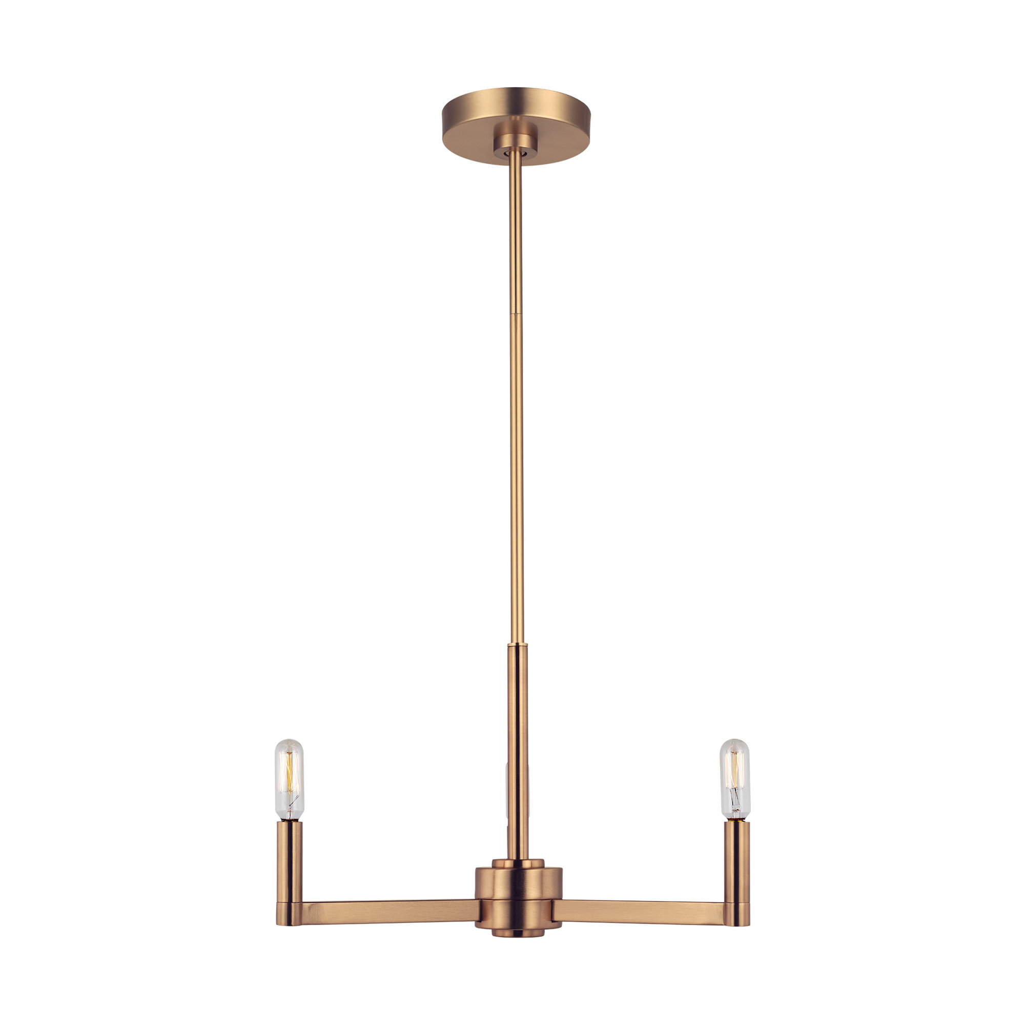 Fullton Chandelier, Satin Brass, 10.5"H x 10"W x 10"D