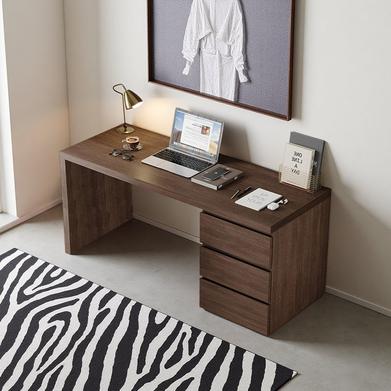 Bureau moderne de style minimaliste, H 29,53 po x l 62,99 po x P 23,62 po, Noyer
