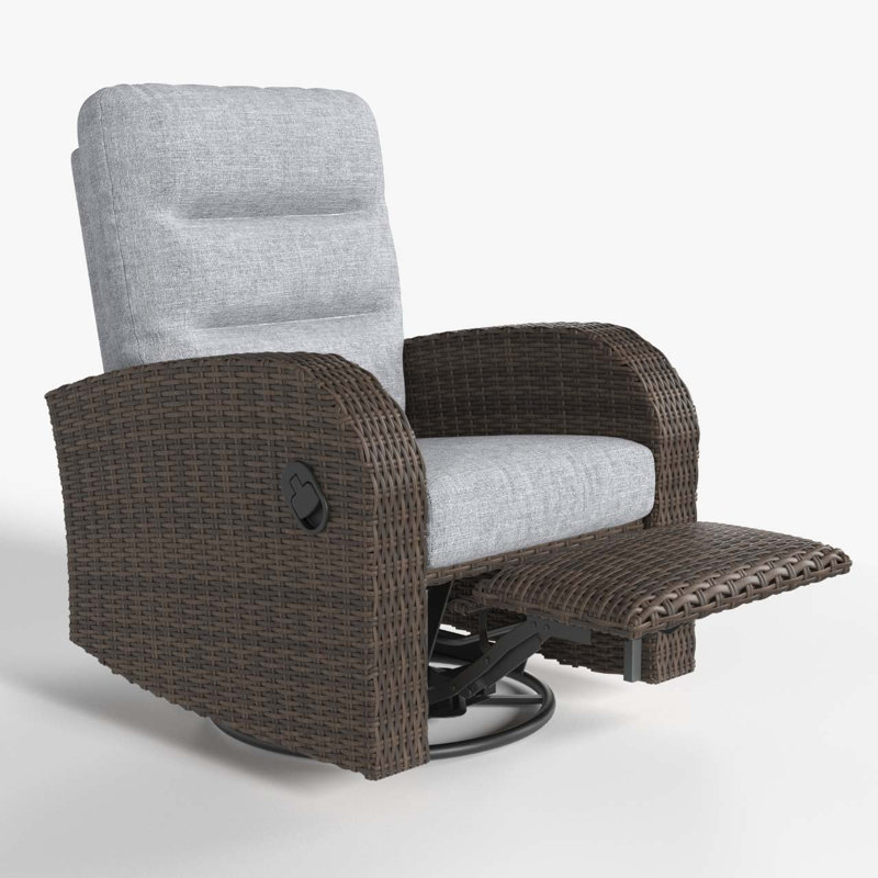 Reclining Recliner Chair, Grey Cushion/Brown Frame