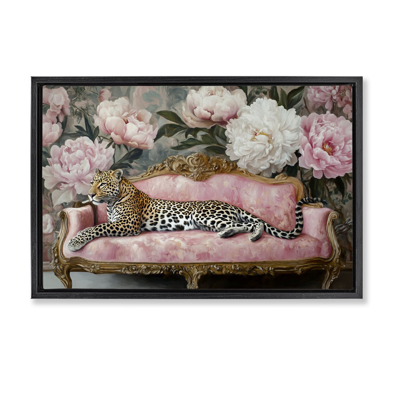 Cadre flottant Where The Leopard Dreams, design par Tina LeCour, H 21 po x l 31 po, Cadre flottant noir de jais