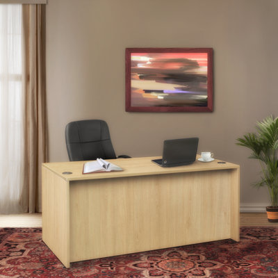 Inbox Zero Legacy 66 x 30 in. Executive Desk with Single Pedestal Drawer Unit- Noble Oak