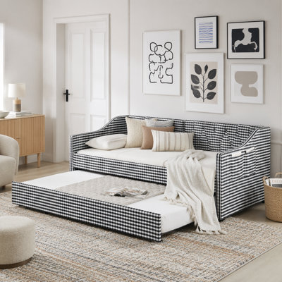 Twin 3-in-1 Convertible Upholstered Daybed with Trundle and Storage Pockets