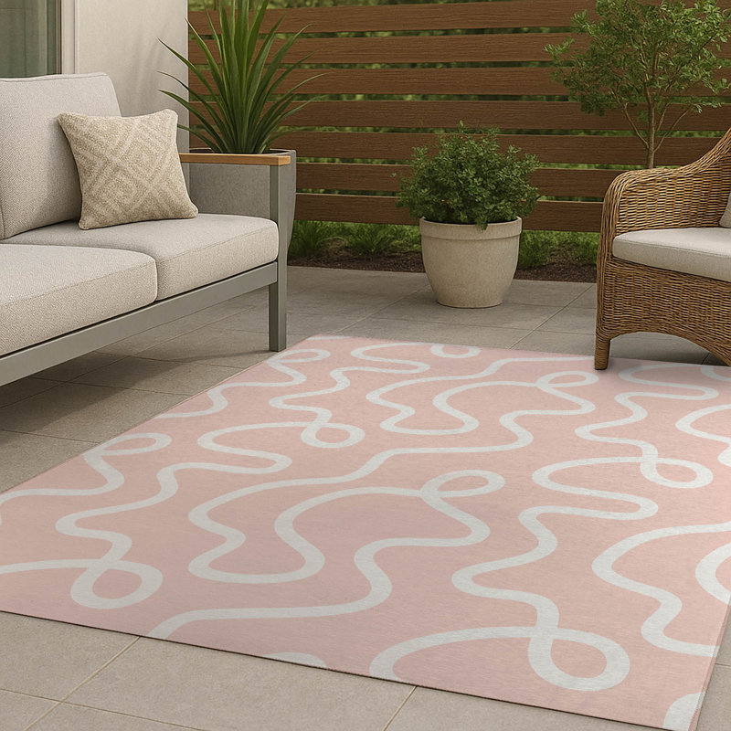 Squig Non-Slip Outdoor Rug, Rectangle 5' x 7'