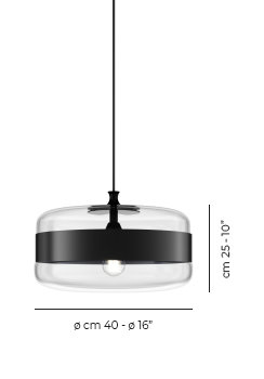 Futura 1 - Light Pendant, 89" H x 16" W x 16" D, Black/Crystal, Matte Black