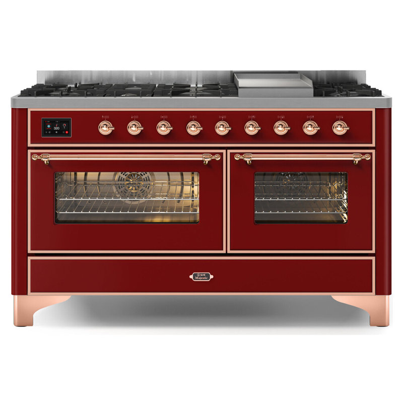 Majestic II 60" 5.02 cu. ft. Freestanding Dual Fuel Range with Griddle, Liquid Propane, Matte Graphite/Copper