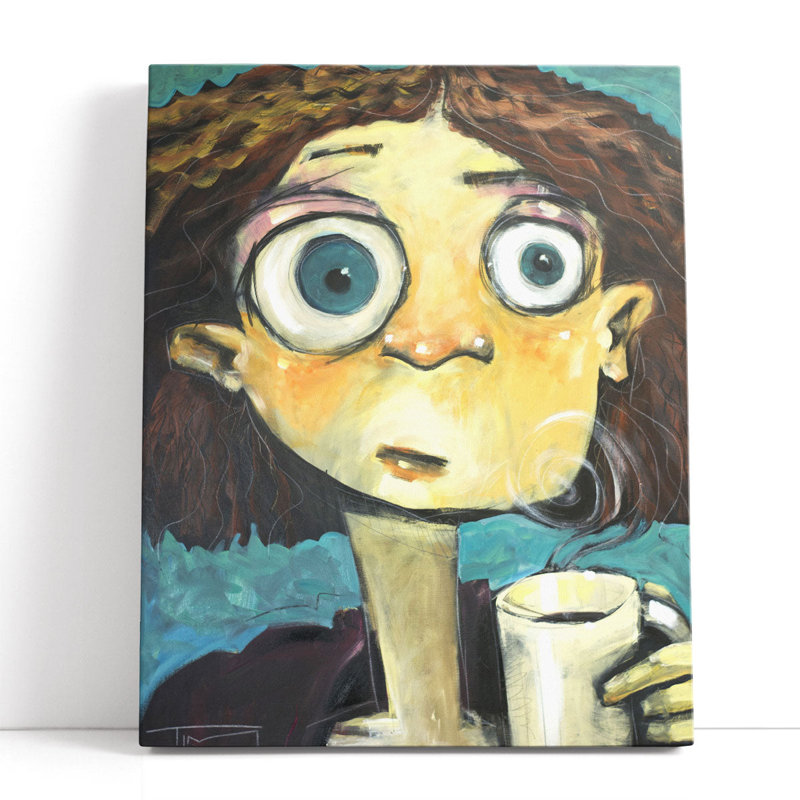 «Her First Sip Of Coffee», reproduction d'art sur toile, H 40 po x l 32 po