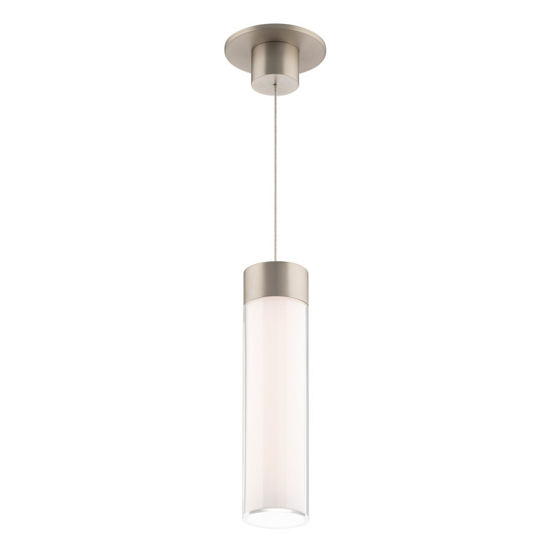 Twist-N-Lite Dimmable LED Adjustable Height Cylinder Pendant - 5 Selectable Colour Temperatures, Brushed Nickel