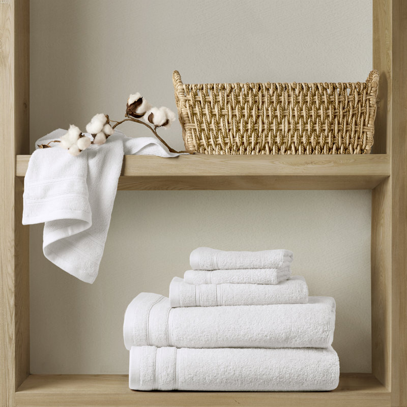 Ensemble de serviettes 100% coton 400GSM Essential, Blanc, Ensemble 6 serviettes de bain