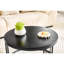 Table basse noire ronde en panneau de fibres à densité moyenne de 27,5 pouces de diamètre. Une table basse ronde pour le salon avec un design industriel rustique, avec des pieds en métal robustes et un assemblage facile.-2063468502