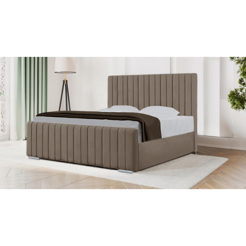 Auburta Upholstered Velvet Bed, Kingsize (5'), Coffee