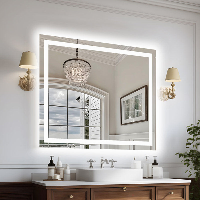 Miroir de salle de bain sans cadre à DEL, miroir intelligent, 27,93 po x 19,93 po