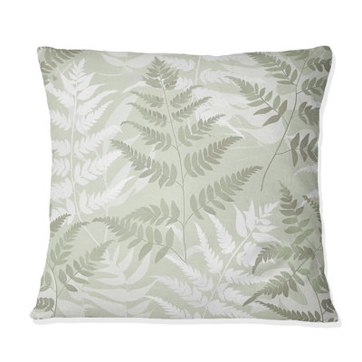 Green Beige Fern Harmony II - Plants Throw Pillow