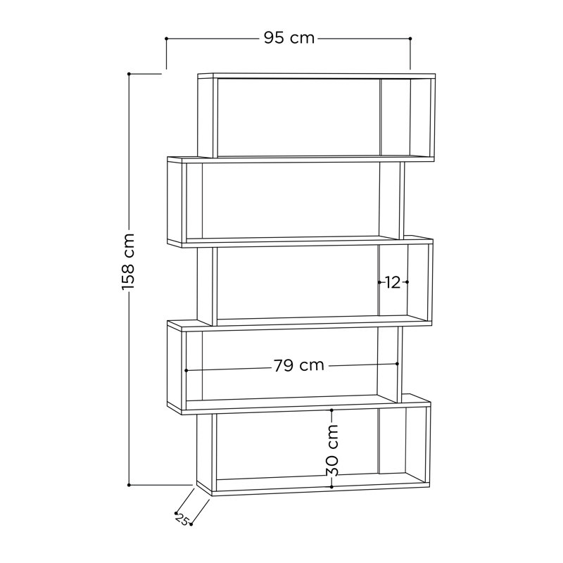 Chappel Asymmetric Freestanding Bookcase | Modern Design & Ample Storage, Oak