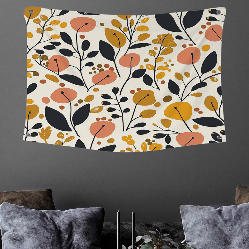Tapisserie murale fleurs sauvages, H 88 po x l 104 po