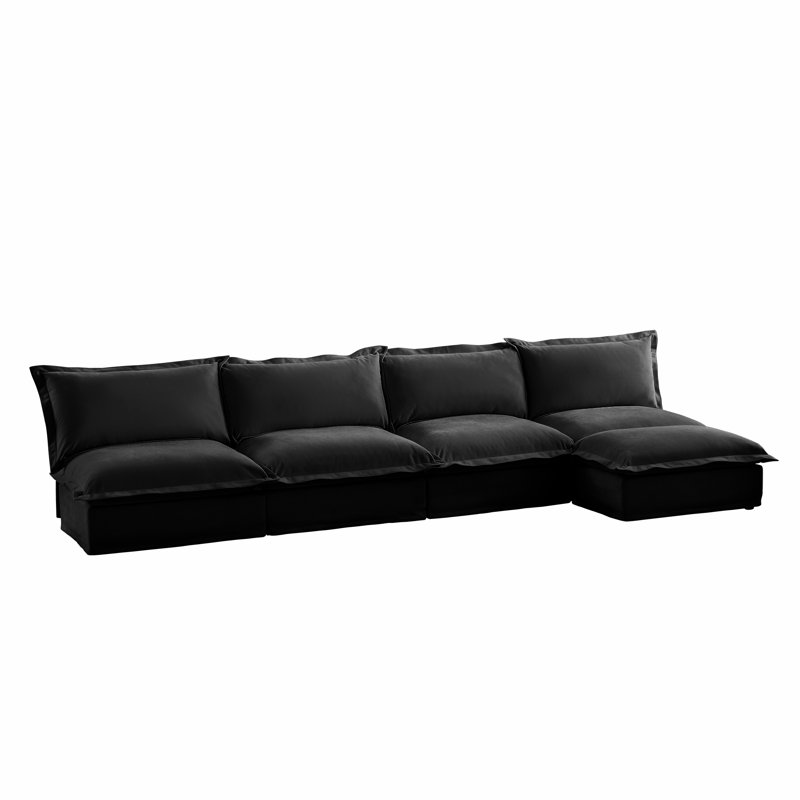 Canapé modulaire sans accoudoirs avec repose-pieds amovible, canapé modulaire pour le salon