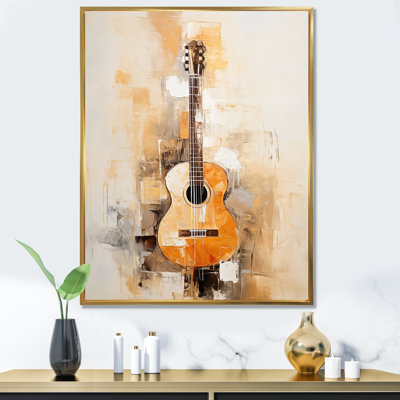 Guitare, simplicité, terreux brun - musique sur toile