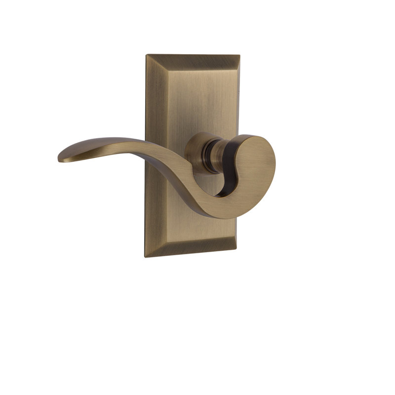 Studio Plate Passage (Hall & Closet) with Manor Lever, Left, 2.75", Antique Brass