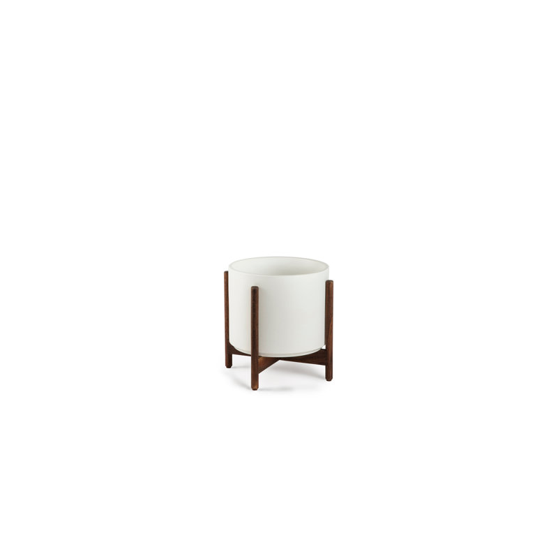 Jardinières en pot, Blanc / teck foncé