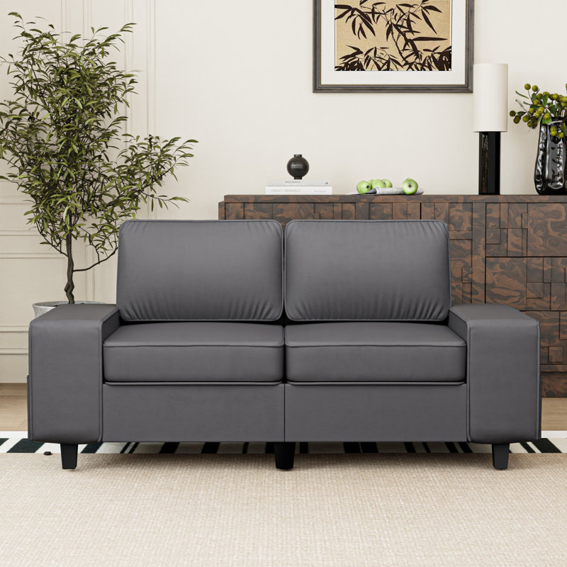 Upholstered Sofa with Storage, Dark Gray, 34.2"H x 29"W x 70.9"D