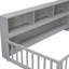 Élégant lit simple gris avec tablettes de rangement et bibliothèque de chevet confortable - Chambre à coucher-463563486-463563487