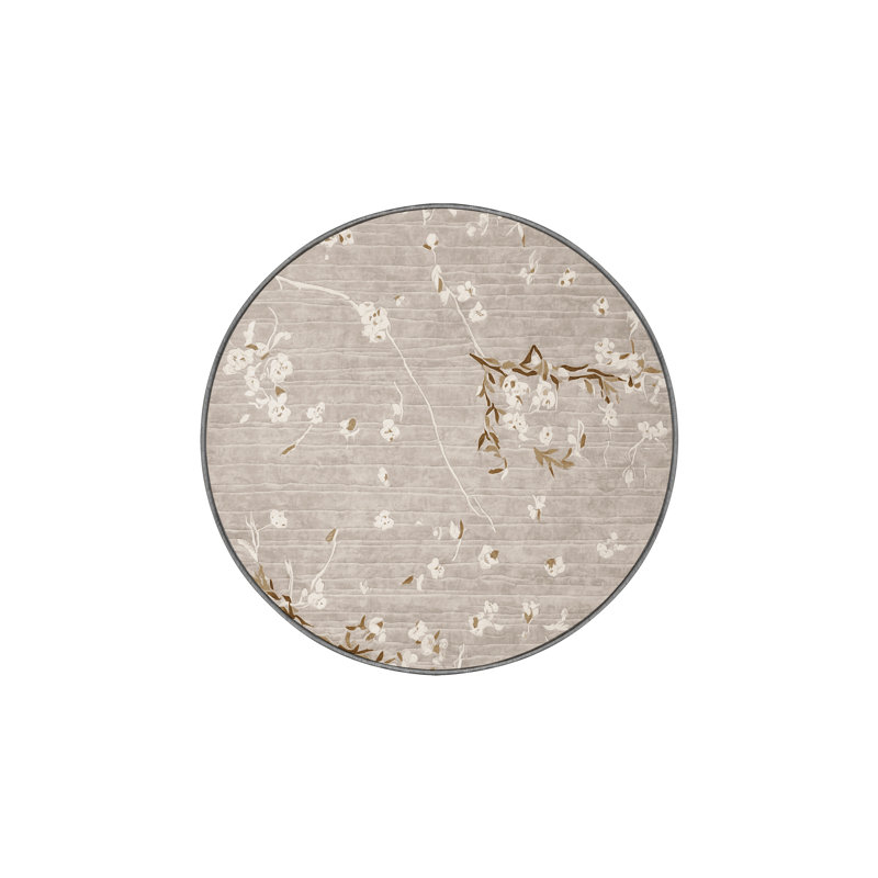Tapis gris soyeux et moelleux, Rond 6 pi
