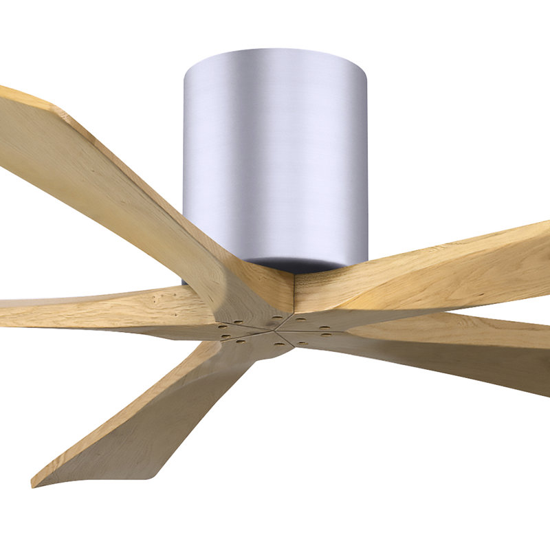 60" Irene 5-Blade Hugger Ceiling Fan with Wall Remote, 60", Polished Chrome, Light Maple Tone