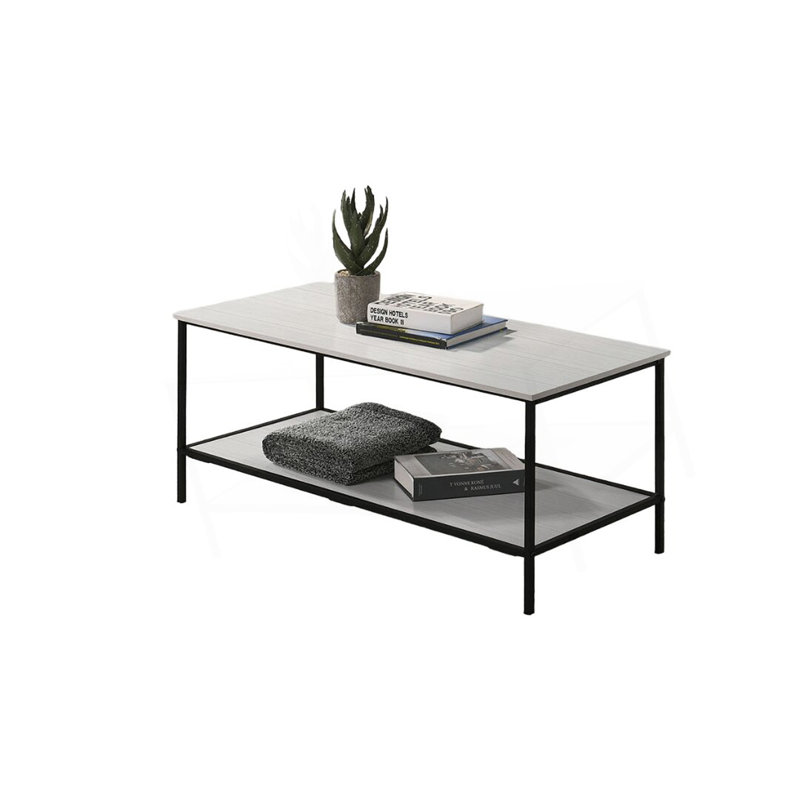 Ensemble de table 3 pièces de style rustique à finition blanche 1 table basse 2 tables de bout 2 pièces de style minimaliste